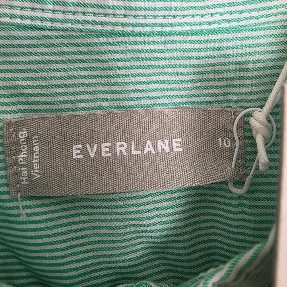 Everlane NWT Mint Green Striped Relaxed Poplin Button Down Shirt - Women’s 10 - Picture 6 of 10
